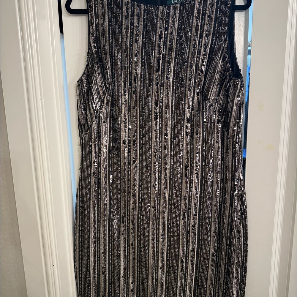 Ralph Lauren Black and Silver Sequin Mini Dress